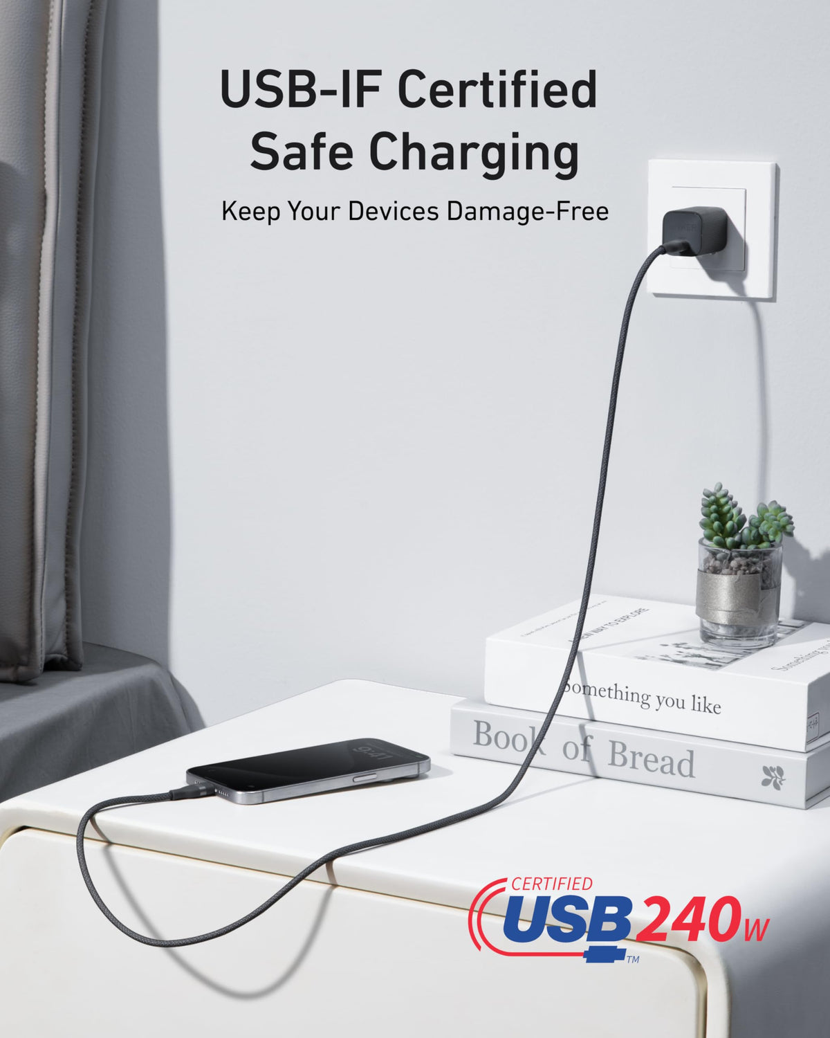 USB-C to USB-C Cable (3 ft / 6 ft, 240W, Upcycled-Braided) C8