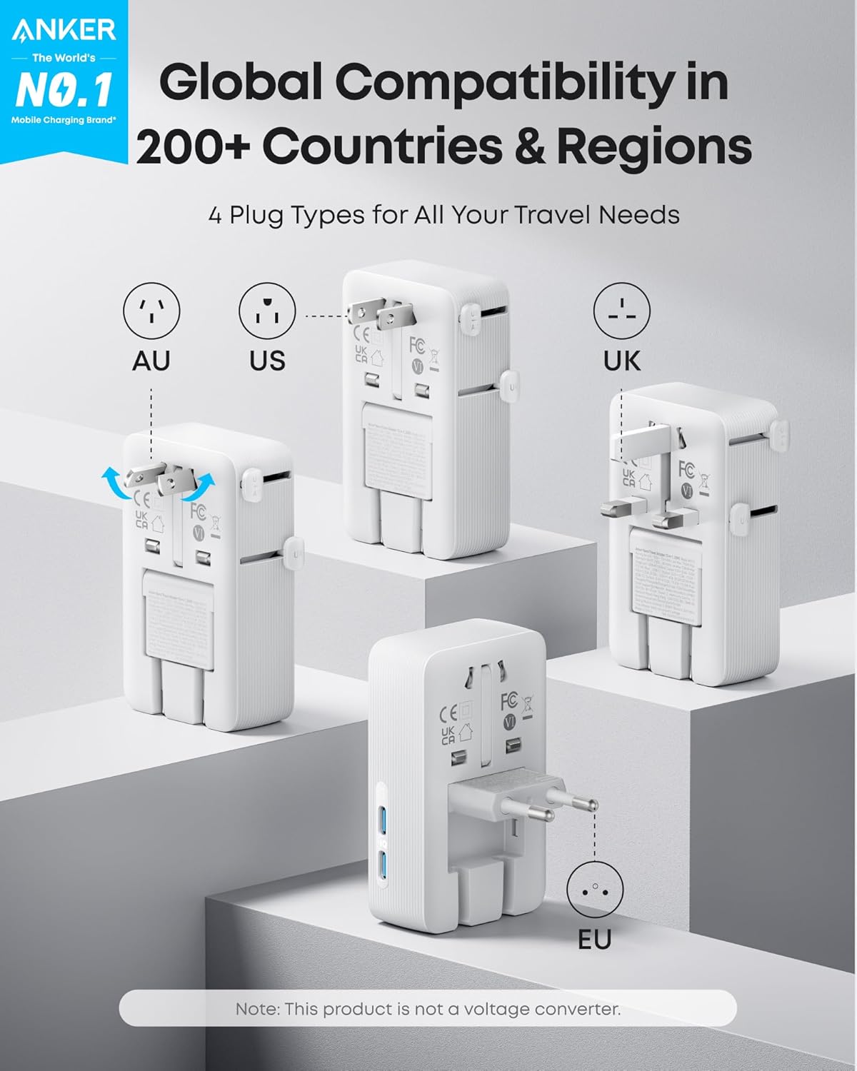 MagGo Wireless Charging Station (Foldable 3-in-1) and Nano Travel Adapter (5-in-1, 20W, 1-Pack) I7