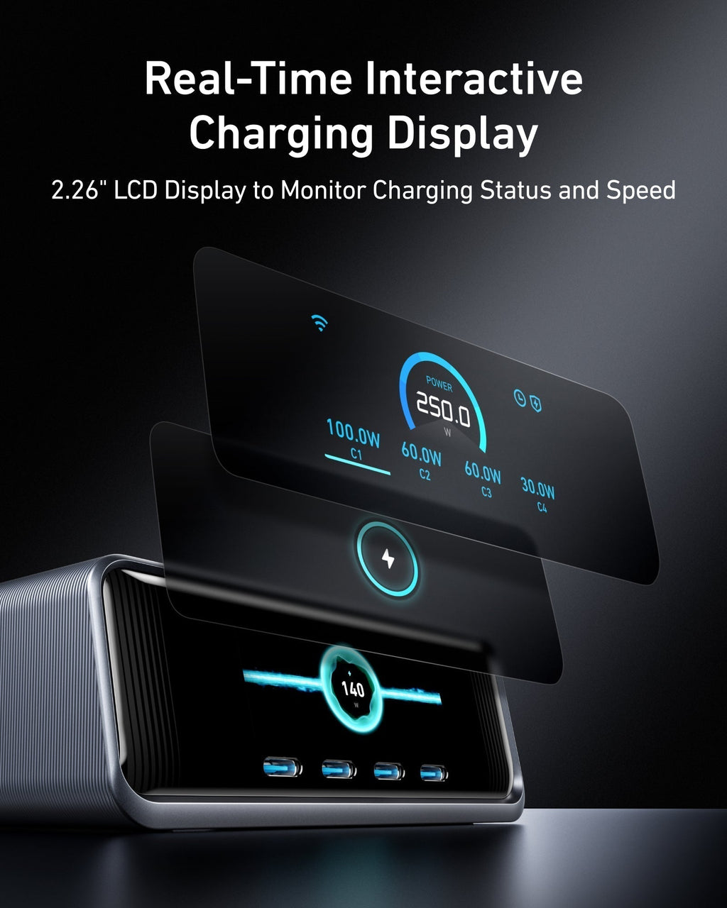 Prime Charger (250W, 6 Ports, GaNPrime) with USB-C to USB-C Cable (240W) G0
