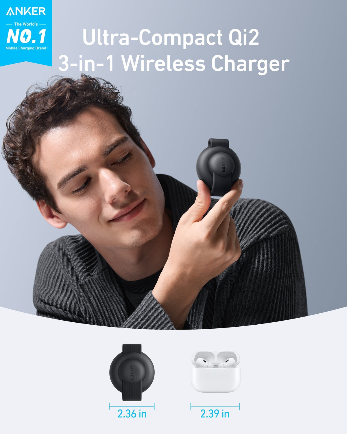 MagGo Wireless Charging Station (3-in-1, Foldable Pad) and Nano Charger (20W) Z3