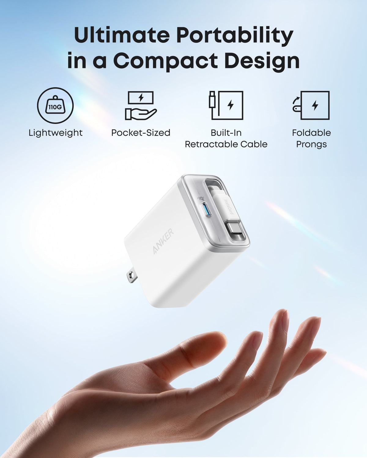 Nano Charger (35W, Built-In Retractable USB-C Cable) —2- Pack E8