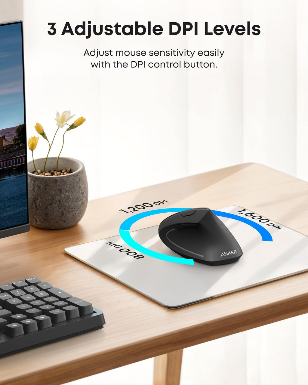 2.4G Wireless Vertical Ergonomic Optical Mouse S8